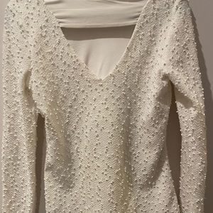 Jessica simpson white beaded sweater. V-neck back